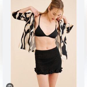 Free People Flora Crochet Mini Skirt, Black, M, NWOT